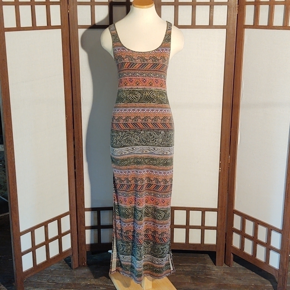 American Eagle Abstract Floral Print Racer Back Maxi Dress Sz S